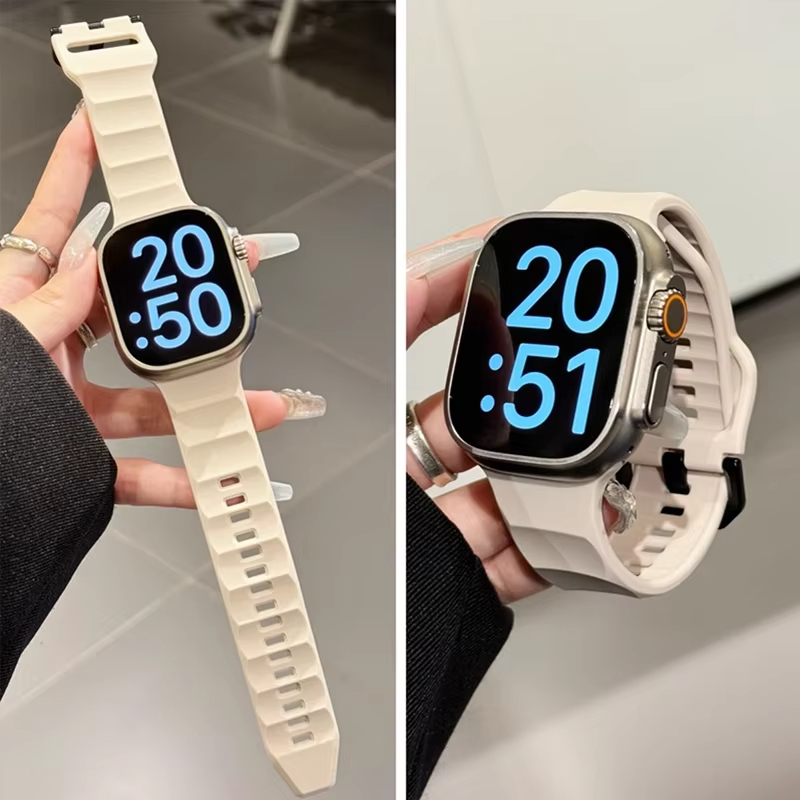 Smartwatch Apple Watches For Men - Durable Wavy Silicone Watch Strap For