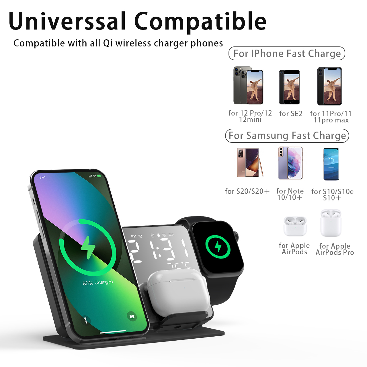 3 in 1 Wireless Charger For iP - огляд і ціна Smartwatch Watches Digital