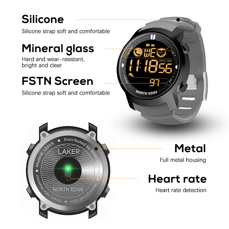 NORTH EDGE Smart Watch Men Hea - огляд і ціна Smartwatch Running Watches For Men