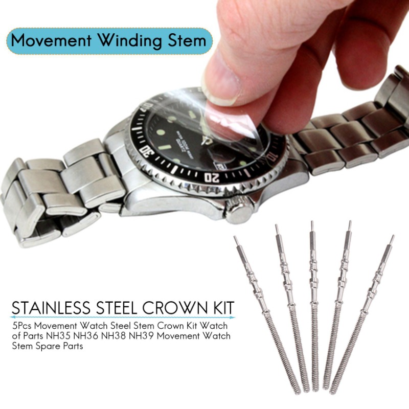 5Pcs Movement Watch Steel Stem - огляд і ціна Watch Crown Stem