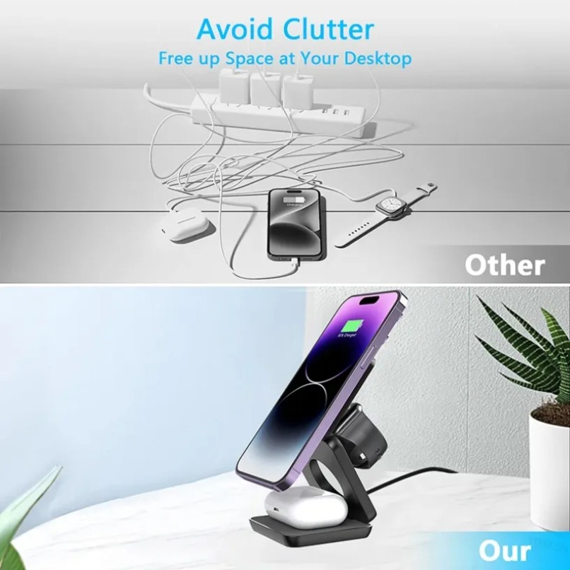 3 in 1 Foldable Magnetic Wirel - огляд і ціна Smartwatch Watches Compatible With Iphone